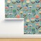 Mod Floral Folk Art Retro Botanical Scandinavian Garden Custom Pre-pasted Wallpaper by Spoonflower Pre-Pasted Wallpaper 2FT Wide